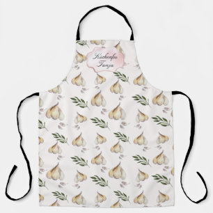 Tablier Motif d'ail, nom d'aquarelle rose pâle