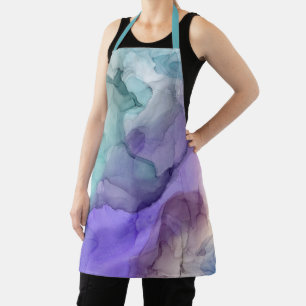 Tablier Motif d'alcool Turquoise Abstrait et violet