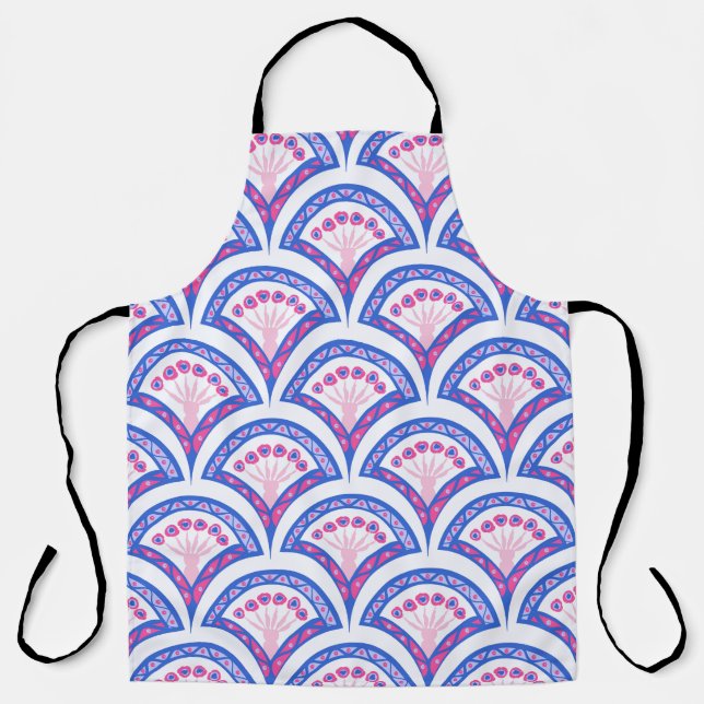Tablier motif damassé floral bleu (Recto)