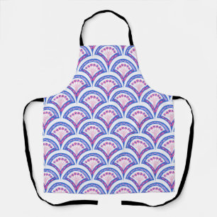 Tablier motif damassé floral bleu
