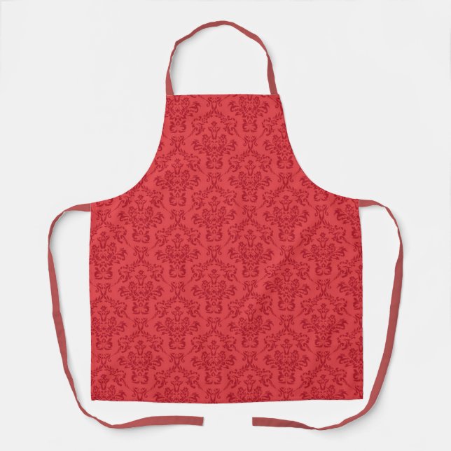Tablier Motif damassé rouge (Recto)