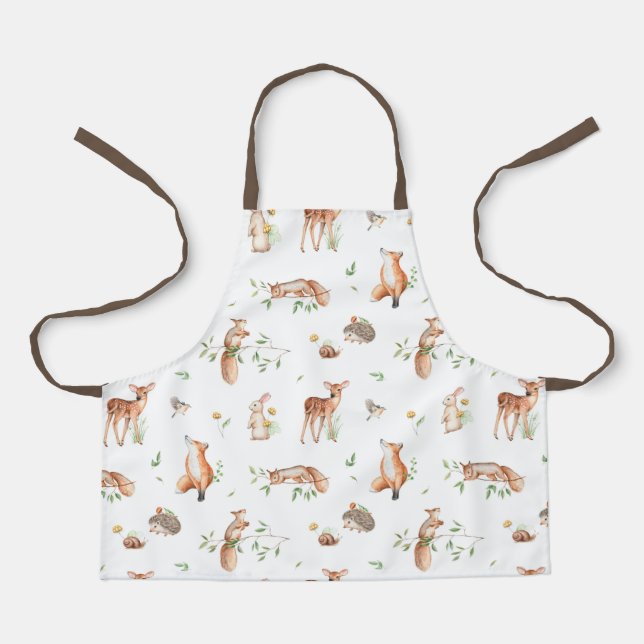 Tablier Motif d'amis animaux de bois mignon (Recto)