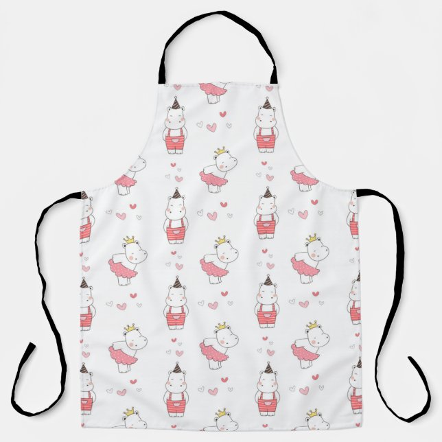Tablier Motif d'amour des hippopotames (Recto)
