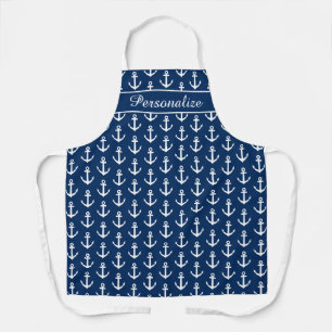 Tablier motif d'ancre marine bleu personnalisé