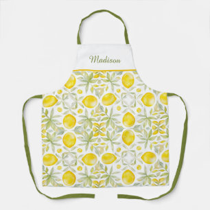 Tablier Motif d'aquarelle au citron personnalisé