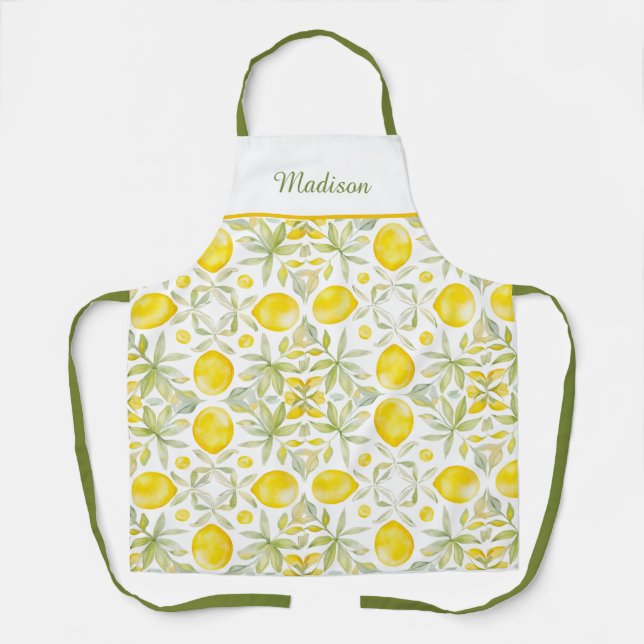 Tablier Motif d'aquarelle au citron personnalisé (Recto)