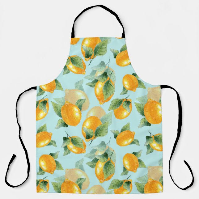 Tablier Motif d'aquarelle avec citrons et feuilles. Seamel (Recto)