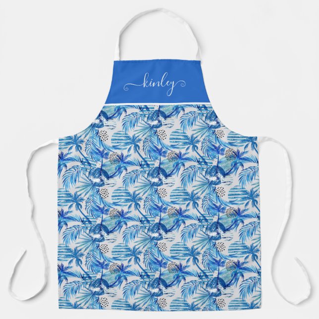 Tablier Motif d'aquarelle bleu clair (Recto)