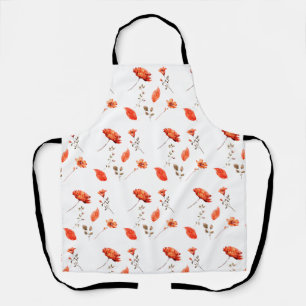 Tablier Motif d'aquarelle Fleur sauvage orange