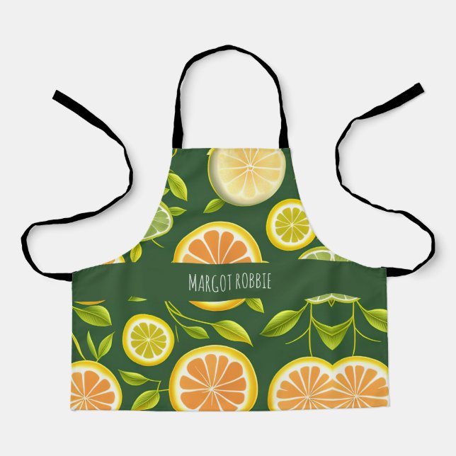 Tablier Motif d'aquarelle verte Citrus Lime (Recto)