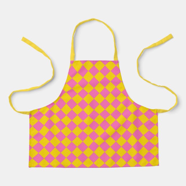 Tablier Motif d'arlequins carrosserie rose-jaune (Recto)