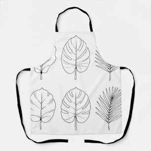 Tablier Motif d'art en ligne de feuilles tropicales