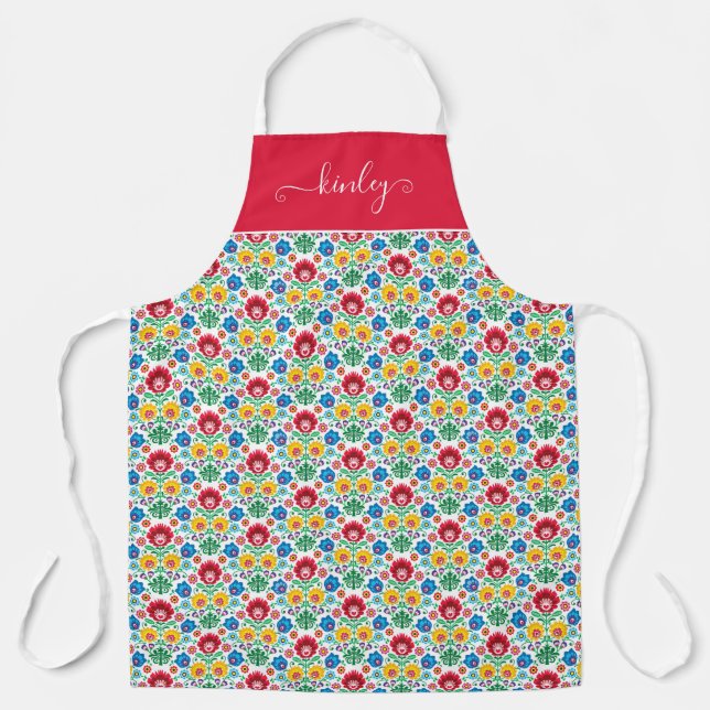 Tablier Motif d'art folklorique du coeur floral (Recto)