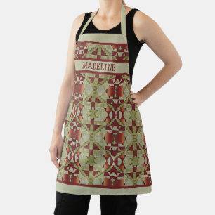 Tablier Motif d'art personnalisé Olive Green Red Orange Mo