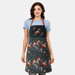 Tablier Motif d'art populaire des chevaux nordiques