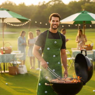 Tablier Motif de balle de golf Monogramme Apron vert pour