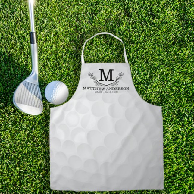 Tablier Motif de balle de golf personnalisé Nom Monogramme (Créateur téléchargé)