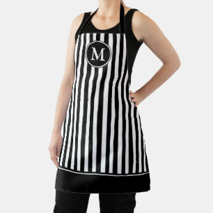 Tablier Motif De Bande Noir Et Blanc Classique Monogramme