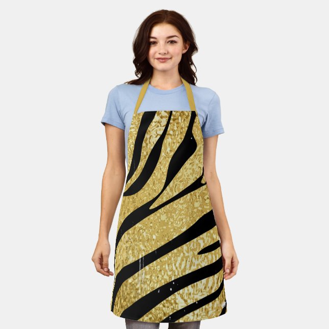 Tablier Motif de bandes d'animaux, Tiger Black & Gold Part (Porté)
