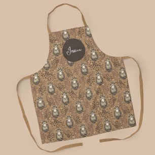 Tablier Motif de bois illustré de Chouette Brown