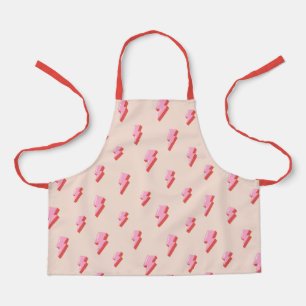 Tablier Motif de boulon de foudre rose