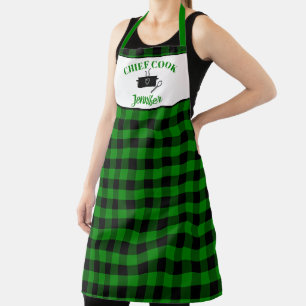 Tablier Motif de buffle vert et noir Cook