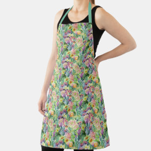 Tablier Motif de cactus d'aquarelle en fleurs exotiques