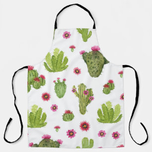 Tablier Motif de cactus vert peint à la main