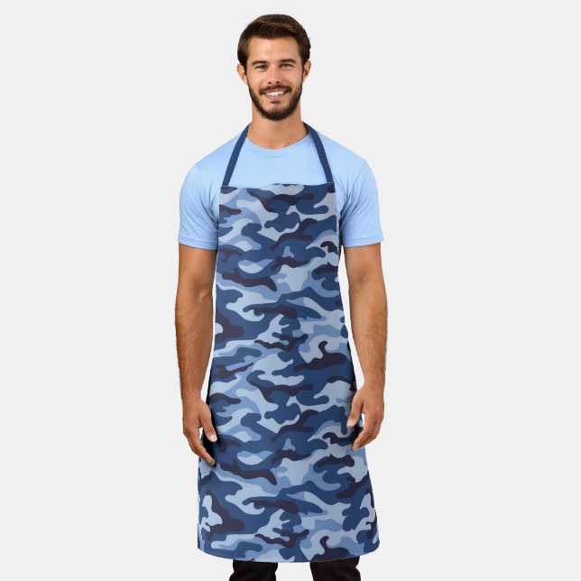 Tablier Motif de camouflage bleu foncé (Porté)
