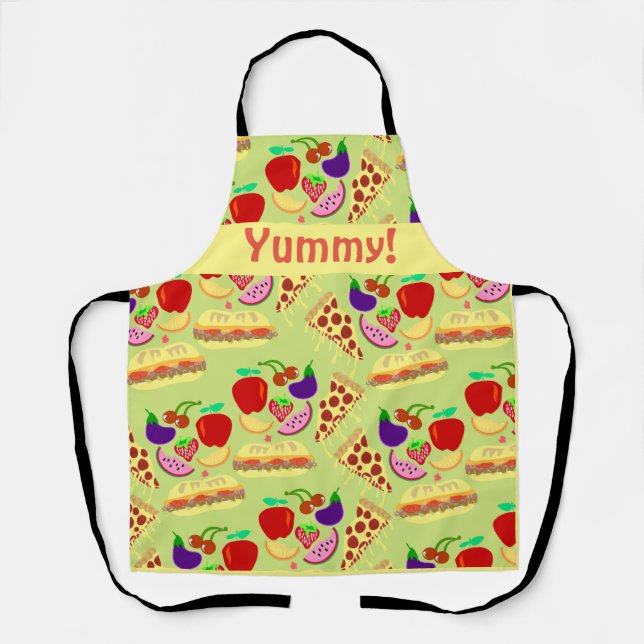 Tablier Motif de caricature Jaune pour gourmandise (Recto)
