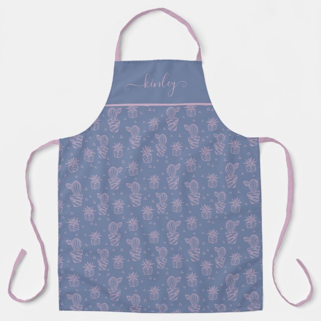 Tablier Motif de caricatures rose et violet (Recto)