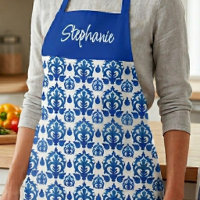 Motif de carreaux français bleu Nom personnalisé