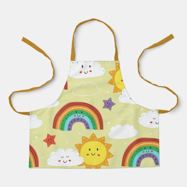 Tablier Motif De Cartographie Sun Et Rainbow Cloud Fun (Recto)