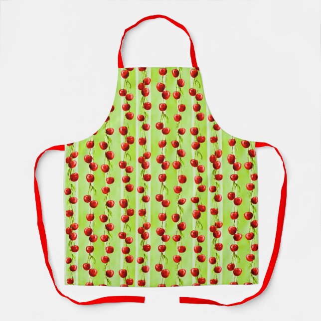Tablier Motif de cerise moderne noir (Recto)