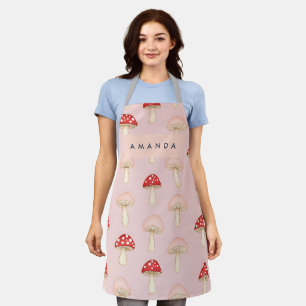 Tablier Motif de champignon rose vif