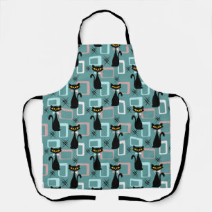 Tablier Motif de chat noir du milieu du siècle