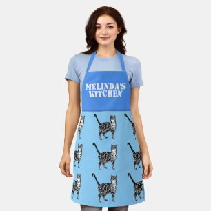 Tablier Motif de chat tigré mignon Chats bleus Cuisine pou