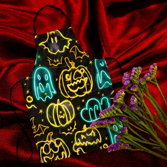 Tablier Motif de citrouilles chauves-souris fantômes Hallo (Créateur téléchargé)
