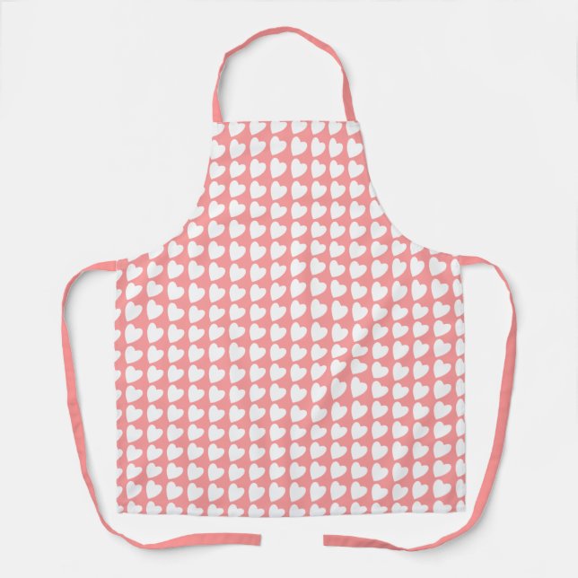 Tablier Motif de Coeur Blanc Rose tendance (Recto)