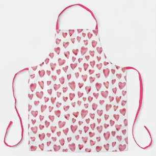 Tablier Motif de cœur d'amour à l'aquarelle rose