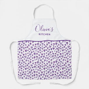 Tablier Motif de coeur personnalisé couleur pourpre