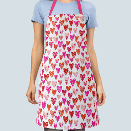Tablier Motif de coeur Rouge rose moderne
