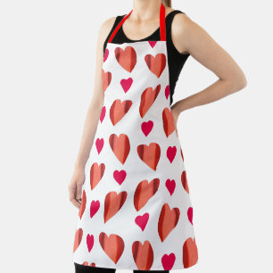 Tablier Motif de coeurs rouges variés et solides