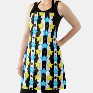 Tablier Motif de conception de rayures bleues jaunes étoil