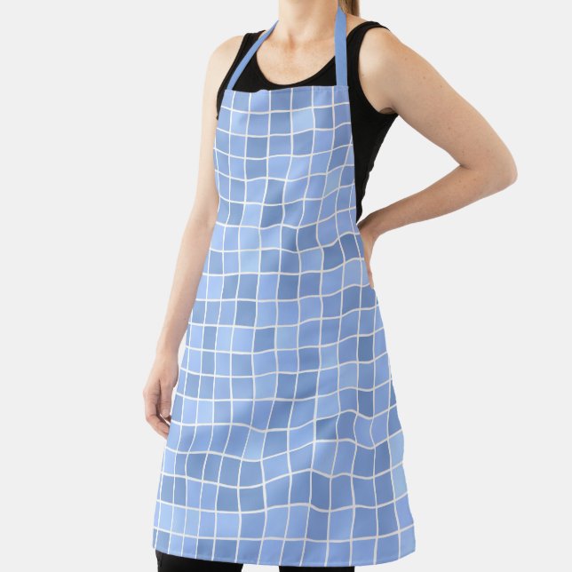 Tablier Motif de contrôle de carreaux bleus (Insitu)