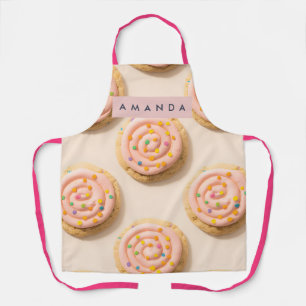 Tablier Motif de cookie glacé rose personnalisé