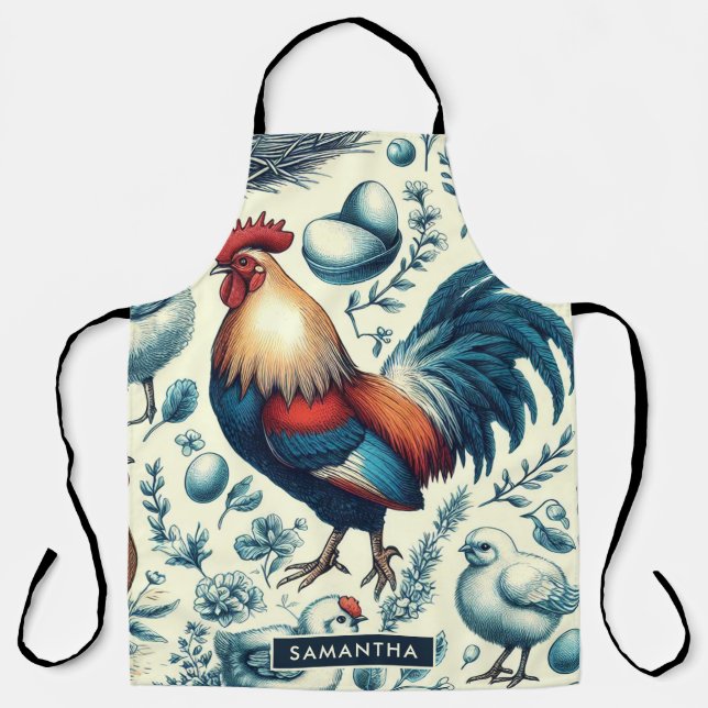 Tablier Motif de coq de ferme Retro (Recto)