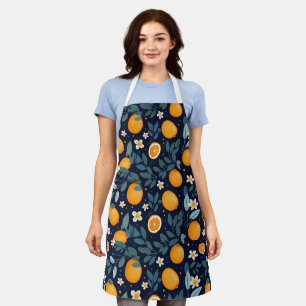 Tablier Motif de délice orange et floral