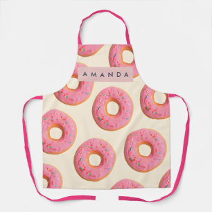 Tablier Motif de donut glacé rose personnalisé
