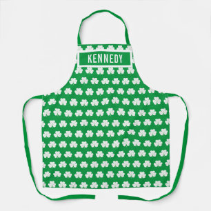Tablier Motif de fermeture Shamrock de nom personnalisé bl